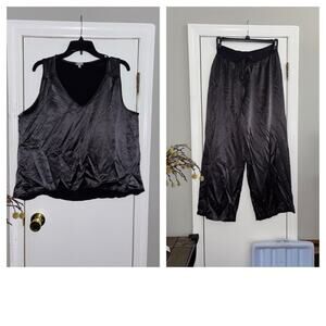 PJ Harlow large Black Rayon Satin pajama Set excellent condition